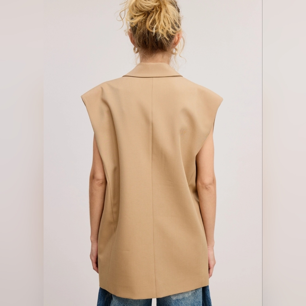 #611 🛑48 S/M Or M/L STYLISH SLEEVELESS Structured Oversized Blazer Vest - Picture 7 of 10